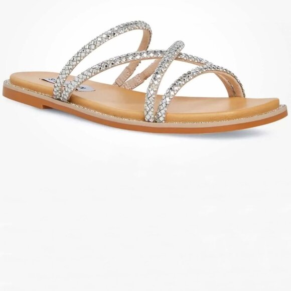 NWT Steve Madden Sandal with Glass/Textile Bling Upper Comfort Footbed Size 6 - Picture 3 of 5